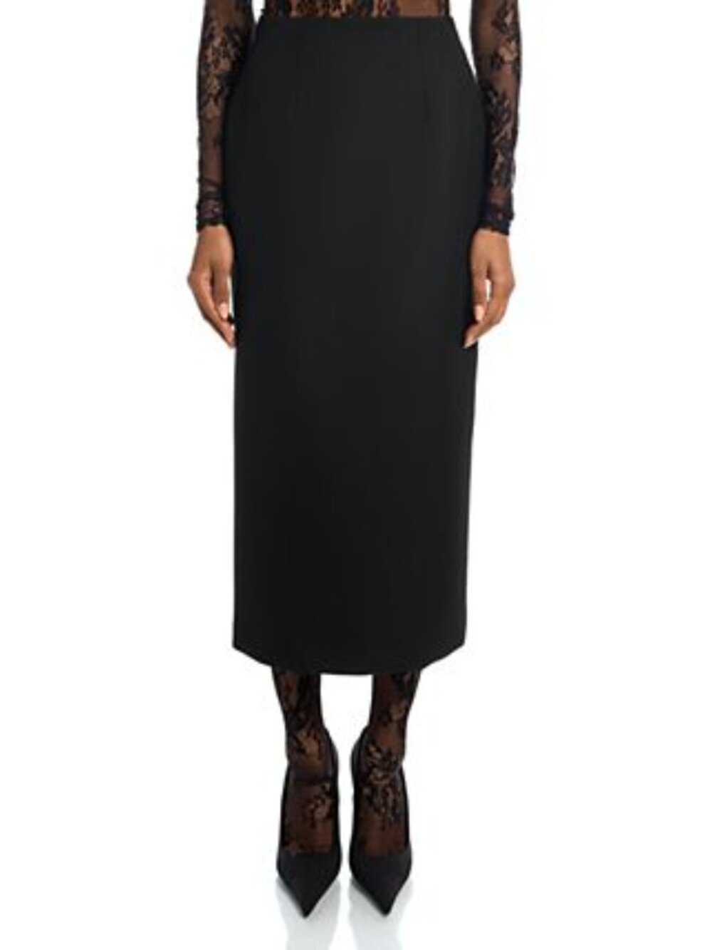 2/$10 Talbots 100% Wool Black Midi Skirt Petite Sz 14P Minimalist Dark Academia